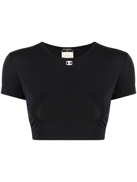 chanel cropped logo shirt|pre owned Chanel shirts.